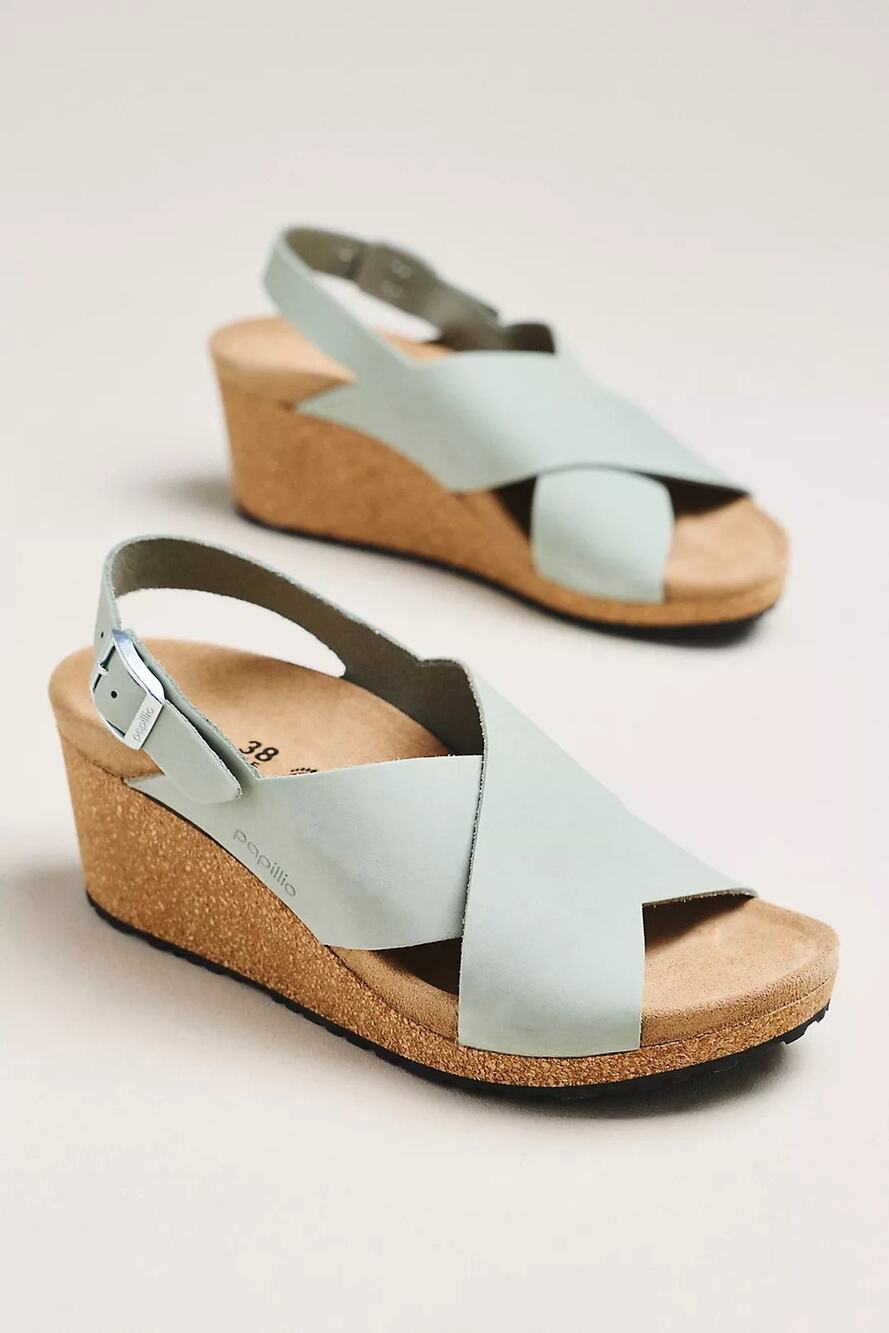 Papillio By Birkenstock Samira Nubuck Leather Sandal In Pure Sage Size 40